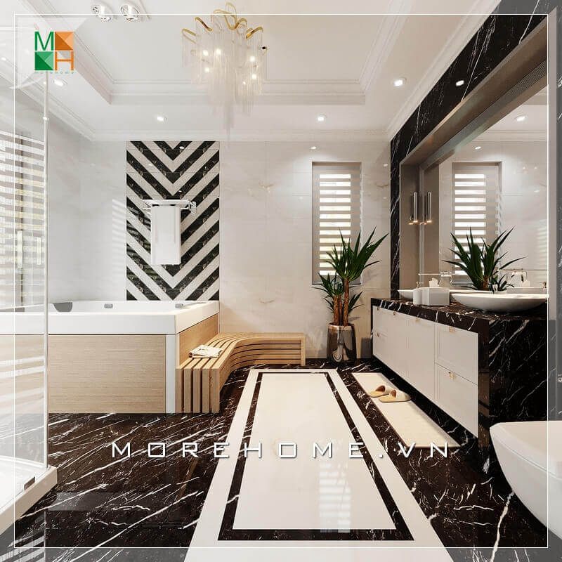 Để tạo ra một nội thất nhà tắm cao cấp, tiện nghi hiện đại cho nhà phố, biệt thự, chúng tôi đề nghị sử dụng những thiết kế độc đáo và hiện đại. Chúng tôi đề xuất sử dụng những vật liệu chất lượng cao như gỗ, kính, đồng, sắt, nhựa và vật liệu khác để tạo ra một không gian thoải mái và sang trọng. Các thiết bị như bồn tắm, phòng tắm, bồn rửa, bồn xịt, bồn cầu, đồ vệ sinh, đèn, gương, tủ, ghế, bàn, và các thiết bị khác sẽ được sử dụng để tạo ra một nội thất nhà tắm hiện đại và thời thượng.