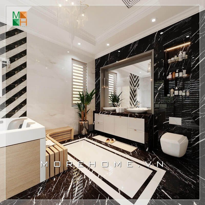 Ngắm nhìn thiết kế nội thất phòng tắm hiện đại và tinh tế cho căn biệt thự cao cấp.